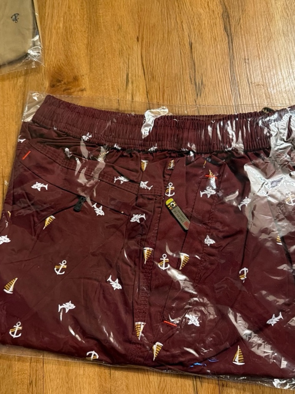 Kids Maroon Anchor & Sailboat Print Shorts